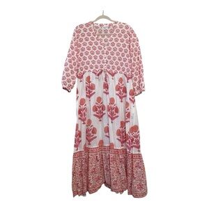 Women’s Pink City Prints Indian Hand block-print maxi dress, size large